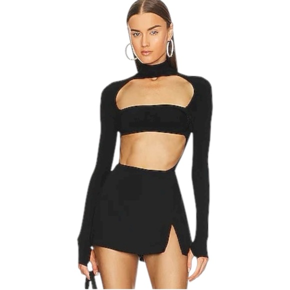 Michael Costello x Revolve Talina bodysuit cut out black size medium long sleeve - Picture 3 of 11